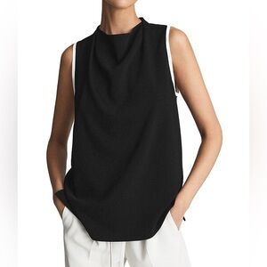 REISS August Color Blocked Shell in Black
